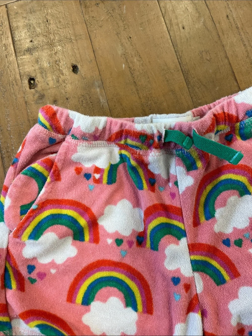 Mini Boden pink rainbow Terrycloth shorts girls 7 fit 5-6 years best